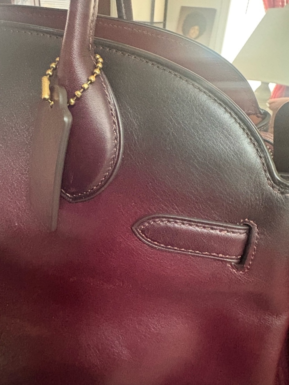 Coach Burgundy Leather Satchel with Gold Logo - Picture 7 of 16